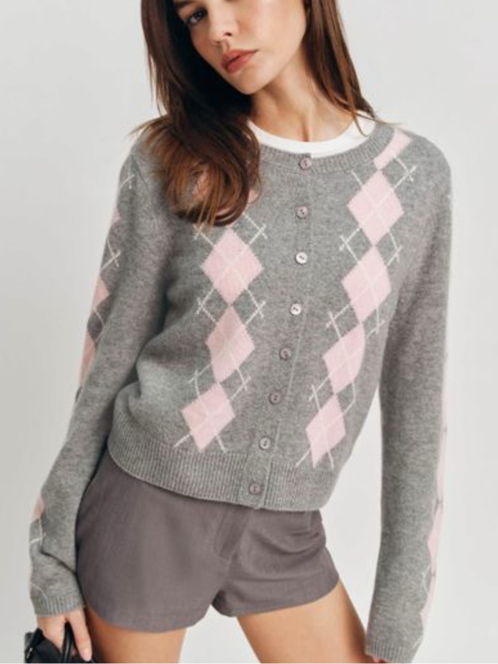 Reformation Clara cashmere argyle cardigan